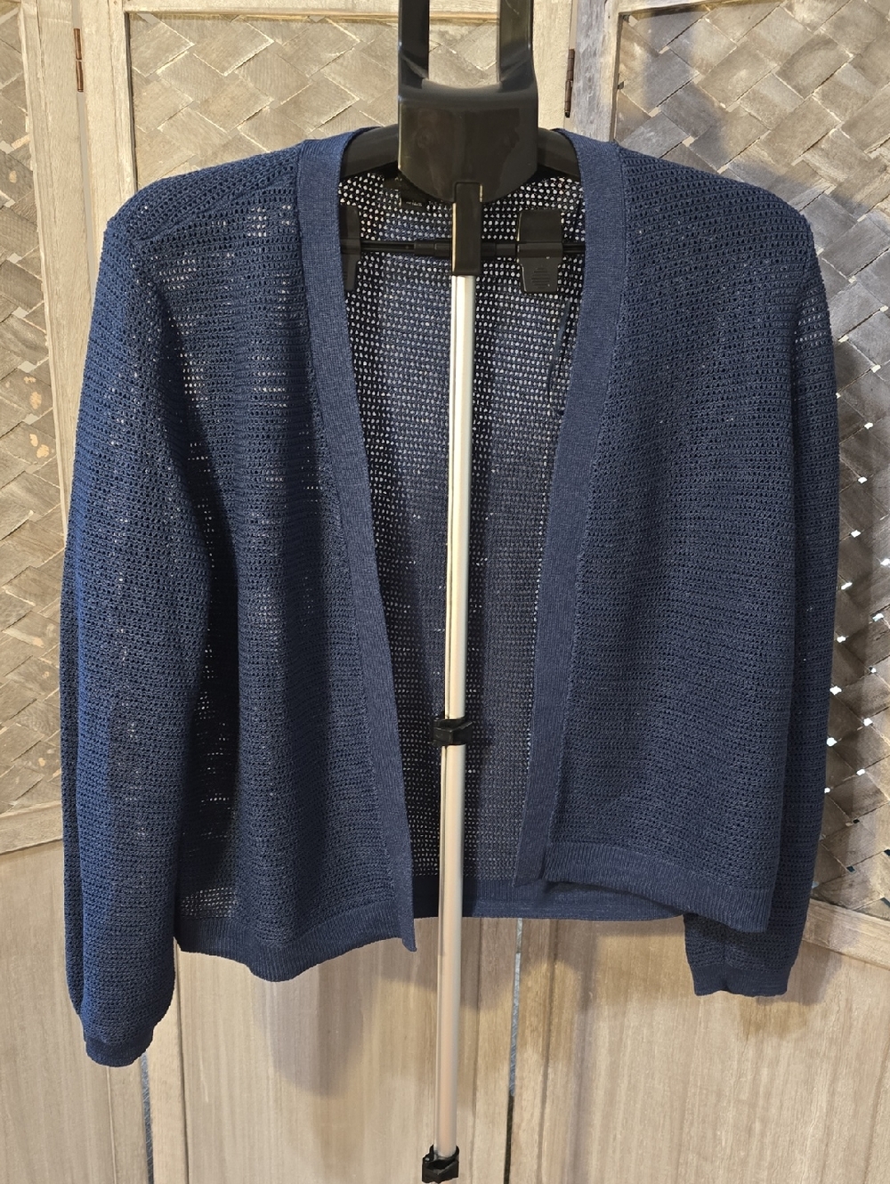 Ann Taylor Teal Open-Front Crochet Cardigan